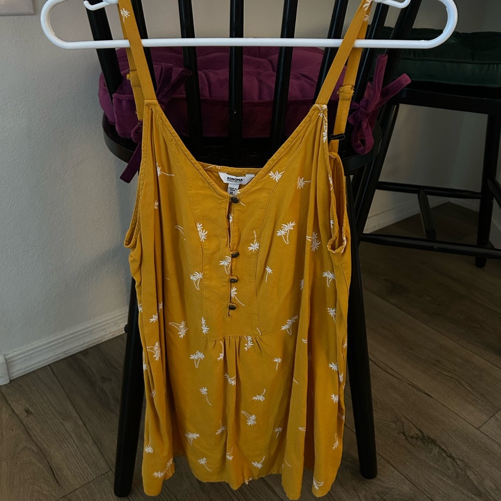 Sonoma mustard Yellow Floral Women's Top